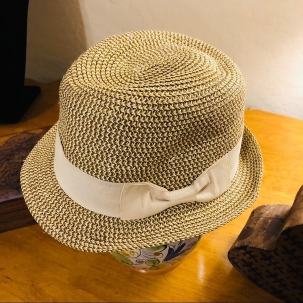 Tan and Gold Fedora with Black Trim